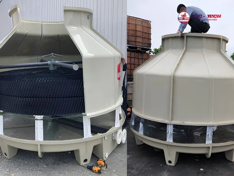 Tháp tản nhiệt Kumisai KMS 100RT được cấu thành từ vật liệu bền bỉ, chuẩn công nghiệp