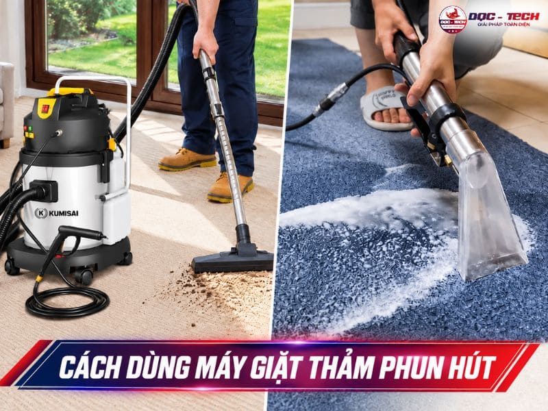 Cách sử dụng máy giặt thảm phun hút: 7 bước tinh gọn