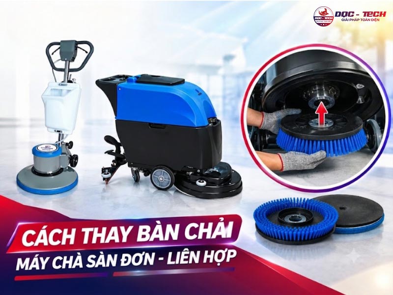 Thumbnail bài viết: Cách thay bàn chải máy chà sàn đơn, liên hợp nhanh, chuẩn