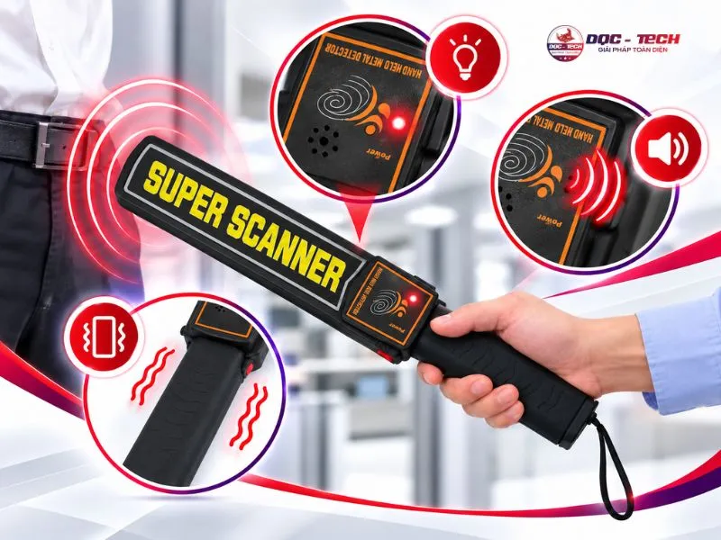 Super Scanner MD3003 phát ra 3 hình thức cảnh báo khi có kim loại