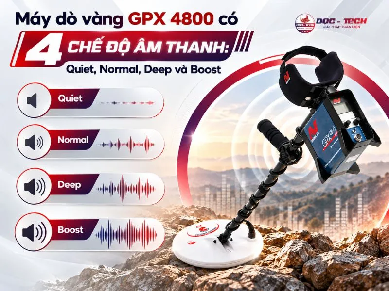 Máy dò kim loại GPX 4800 có 4 chế độ âm thanh cảnh báo