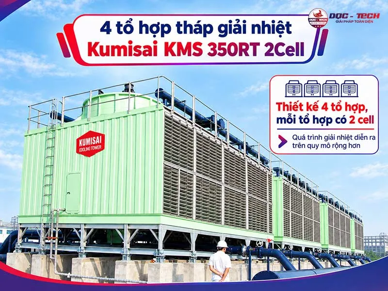 4 tổ hợp tháp giải nhiệt Kumisai KMS 350RT 2Cell