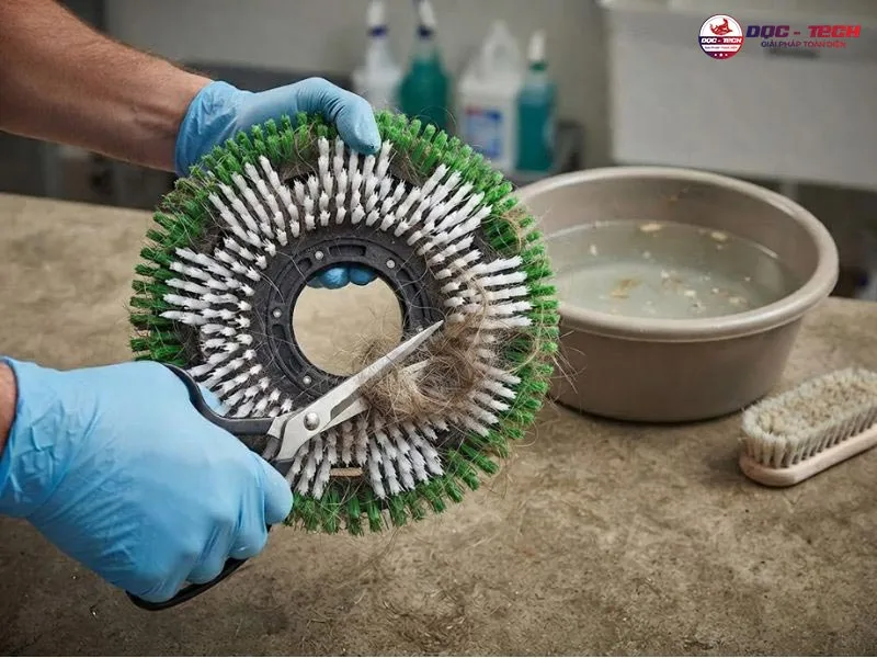 Bàn chải máy chà sàn: cách vệ sinh