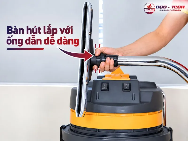 Tháo lắp bàn hút nước máy hút bụi nhà xưởng dễ dàng, thuận tiện