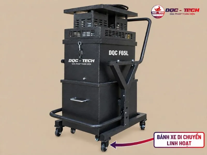 Máy hút bụi công suất lớn DQC Tech F65L thiết kế bánh xe di chuyển