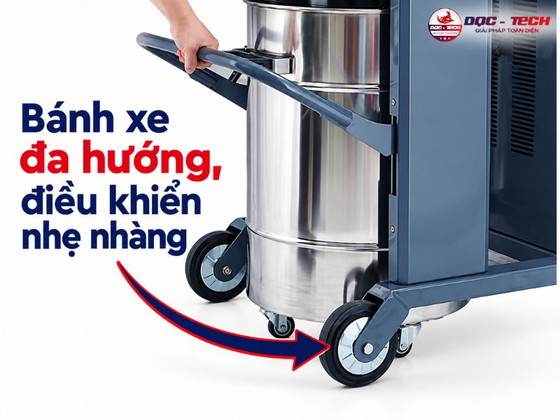 Máy hút bụi nhà xưởng Kumisai KMS 75VZ sở hữu bánh xe đa hướng