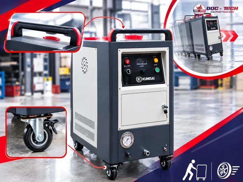 Bánh xe kết hợp tay đẩy máy rửa xe hơi nước nóng Kumisai CFD-20A