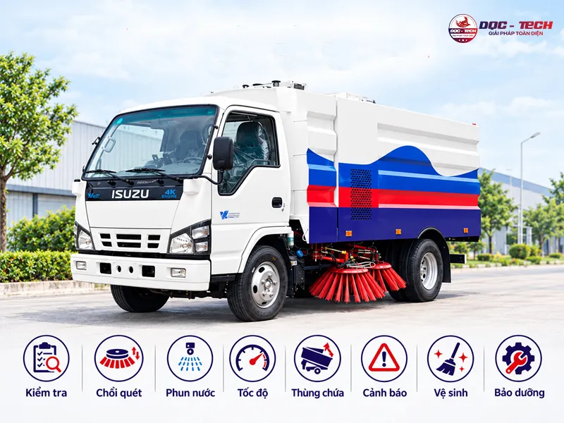 bảo dưỡng xe quét đường isuzu theo định kỳ để đảm bảo sự an toàn