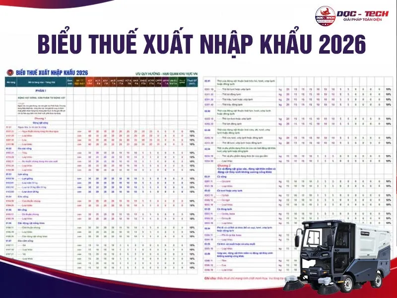 Biểu thuế XNK xe quét rác Biểu thuế XNK xe quét rác