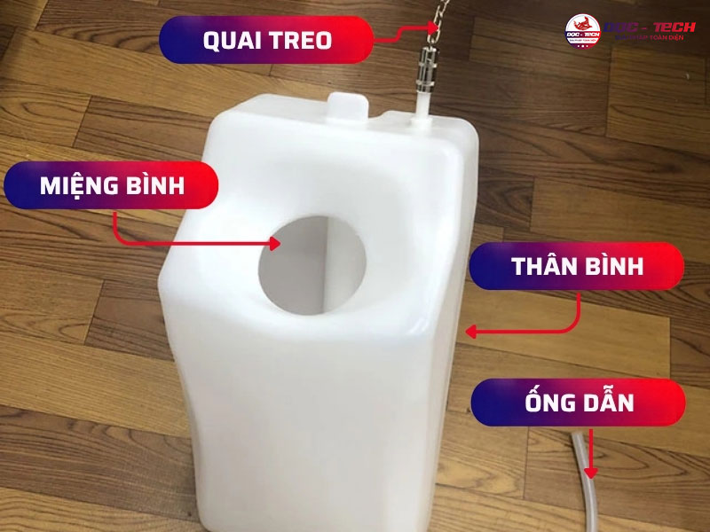 Bình đựng hóa chất máy chà sàn: cấu tạo