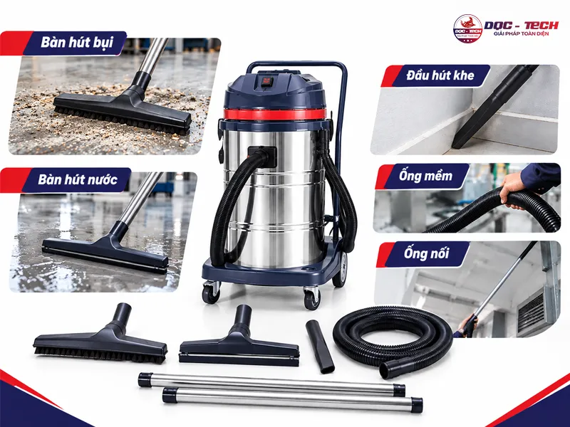 bộ phụ kiện vệ sinh của máy hút bụi công nghiệp dqc tech đa dạng