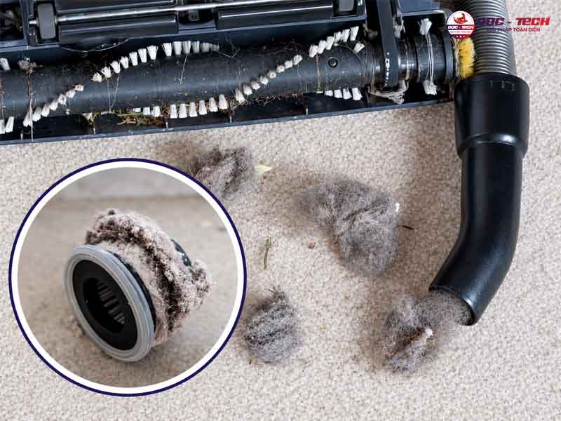 Máy hút bụi công nghiệp bị yếu do đầu hút bị bám dị vật