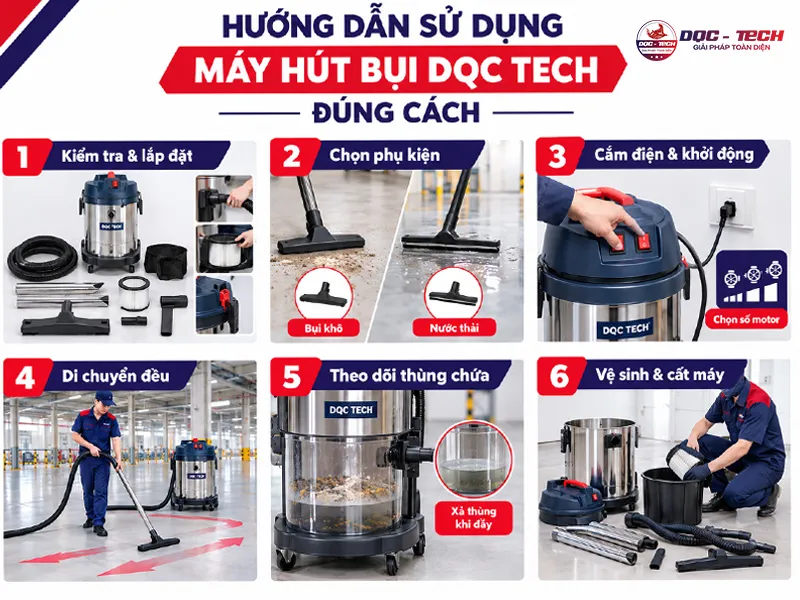 các bước để sử dụng máy hút bụi đúng cách và bền