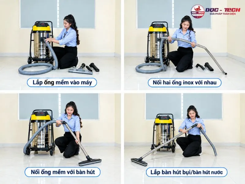 Lắp phụ kiện máy hút bụi công nghiệp công suất lớn Kumisai