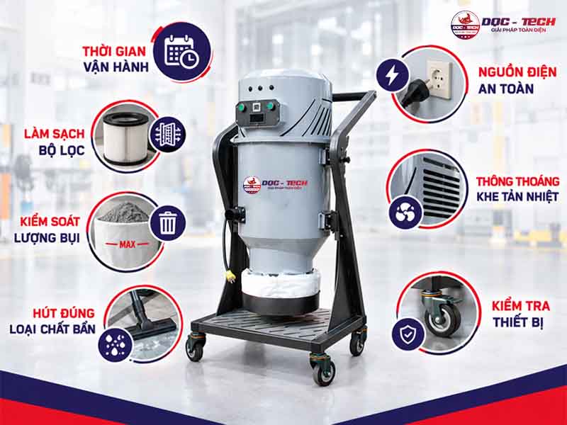 cách sử dụng máy hút bụi công nghiệp đúng cách để tránh mùi khét