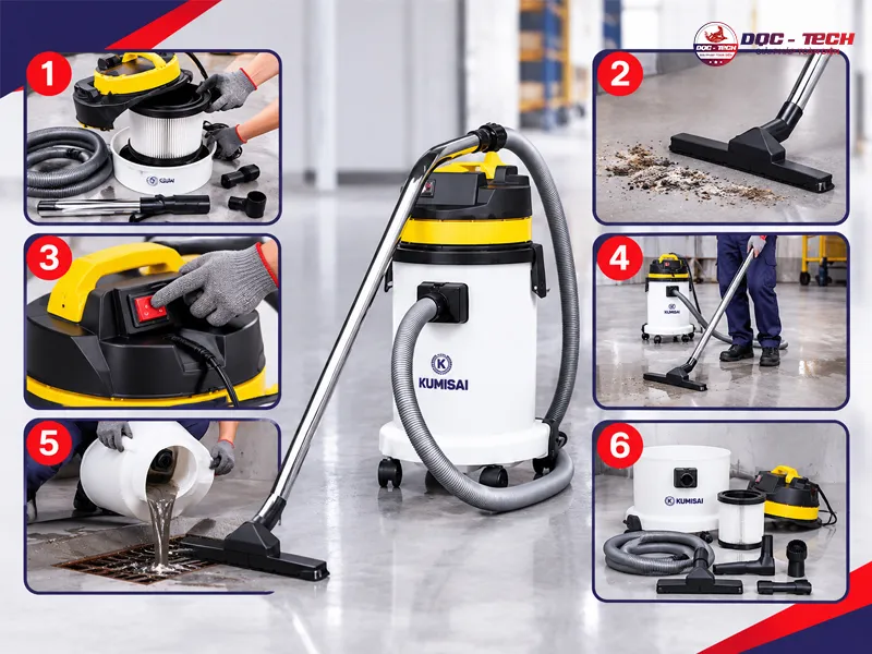 cách vận hành máy hút bụi Kumisai KMS40 hiệu quả