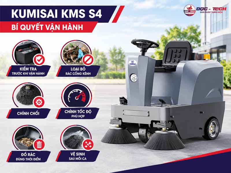 cách vận hành xe quét rác Kumisai KMS S4 an toàn