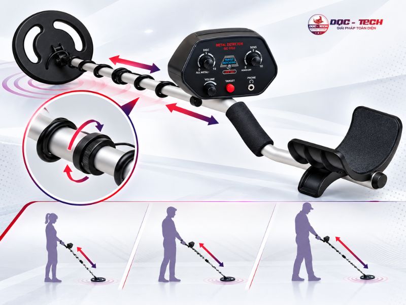 Thiết kế cần dò máy rà kim loại GC-1022 có thể tùy chỉnh theo vóc dáng