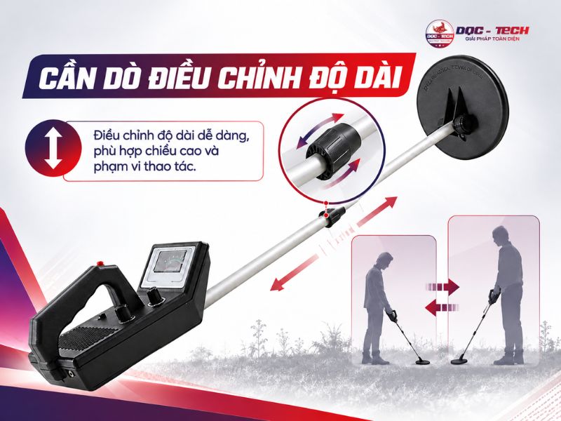 Cần dò của máy rà MD3005 có thể linh hoạt điều chỉnh