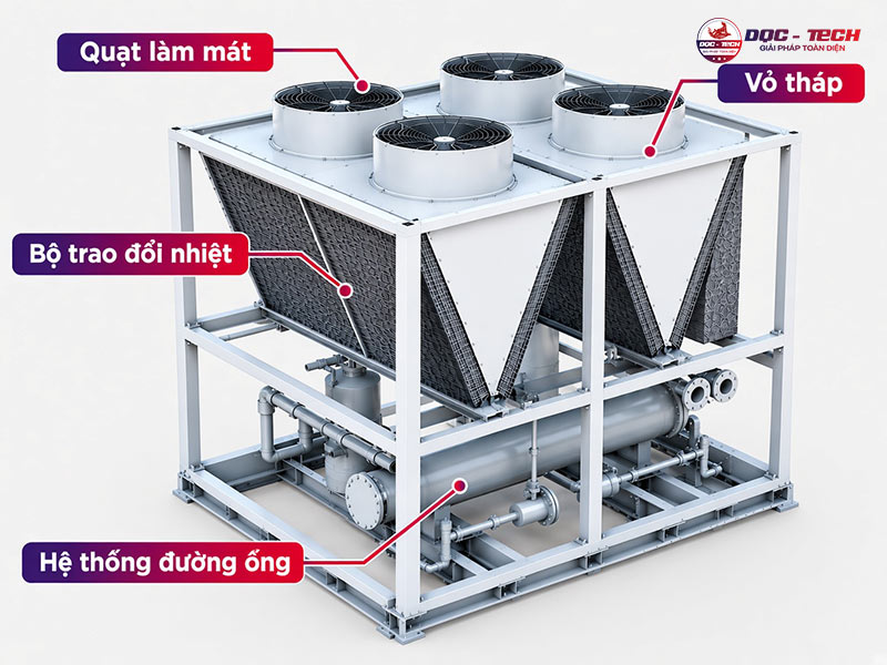 Cấu tạo cơ bản của tháp giải nhiệt gió