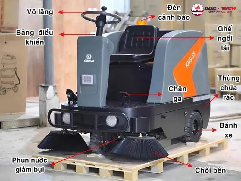 Cấu tạo xe quét rác ngồi lái