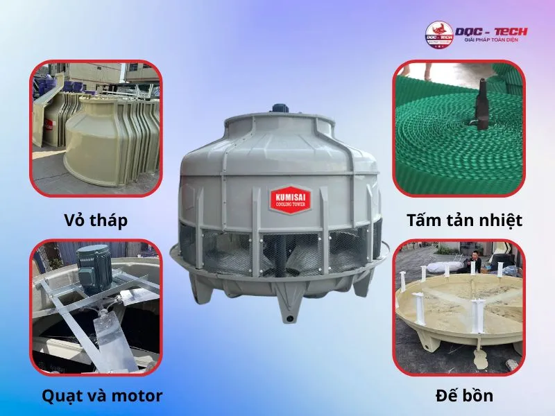 Những bộ phận chính cấu thành nên tháp giải nhiệt Kumisai KMS 250RT
