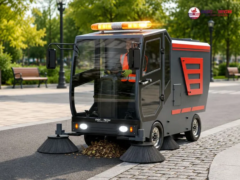 chạy xe đúng tốc độ ở bề mặt cần thu gom
