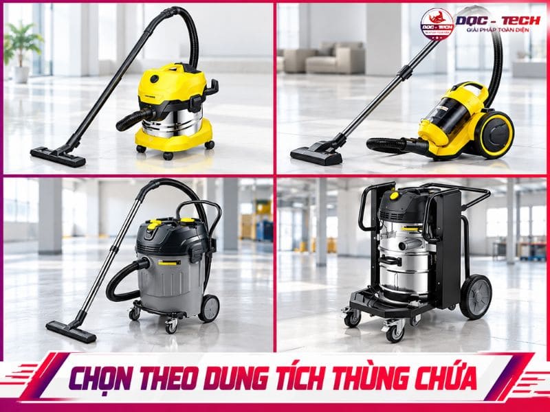 Chọn máy hút bụi công nghiệp Đức theo dung tích phù hợp