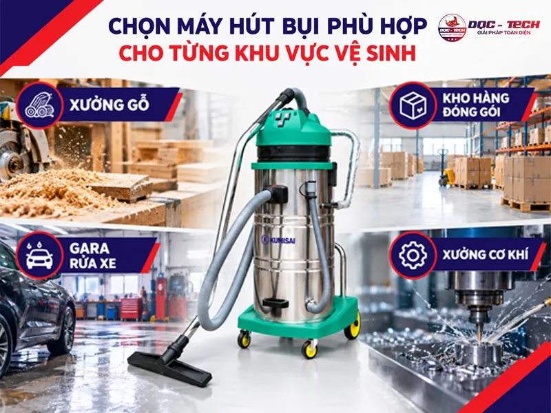 chọn máy hút bụi phù hợp với từng nơi vệ sinh