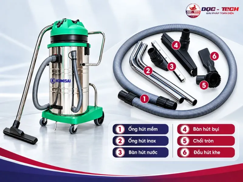 Nên chọn phụ kiện máy hút bụi công nghiệp phù hợp nhu cầu sử dụng