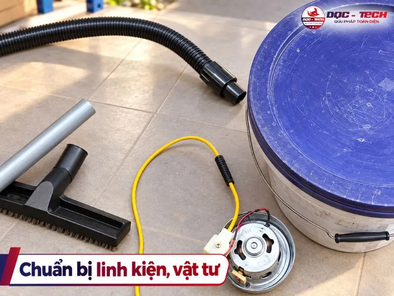 Chuẩn bị linh kiện, vật tư để chế máy hút bụi công nghiệp