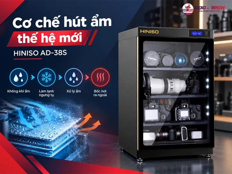 Cơ chế hút ẩm thế hệ mới của tủ chống ẩm HINISO AD-38S