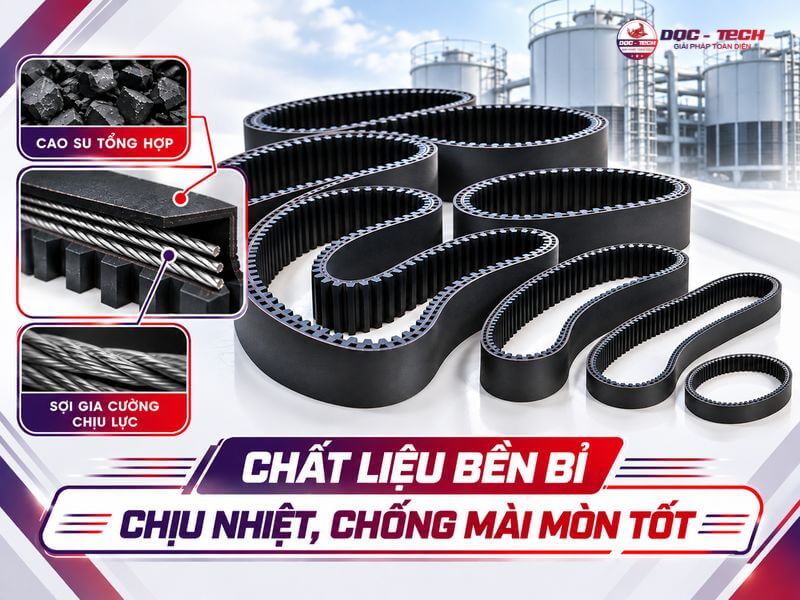 Dây đai cấu thành từ vật liệu siêu bền, chịu lực tốt