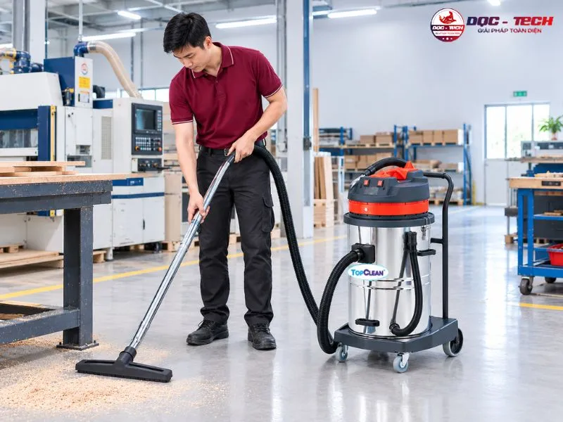 Di chuyển máy hút bụi công nghiệp TopClean TC 60 thuận tiện