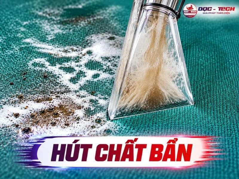 Dùng máy giặt thảm hút chất bẩn ra khỏi bề mặt thảm