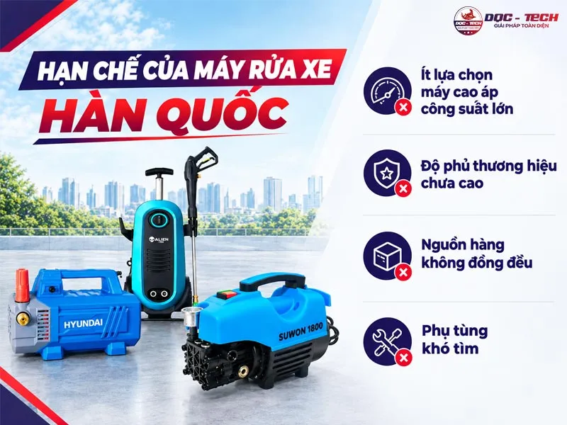 Hạn chế máy rửa xe Hàn Quốc