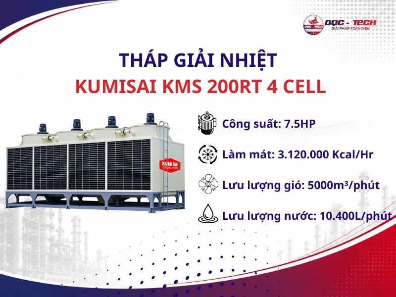 Thông số làm mát của tháp Kumisai KMS 200RT 4Cell