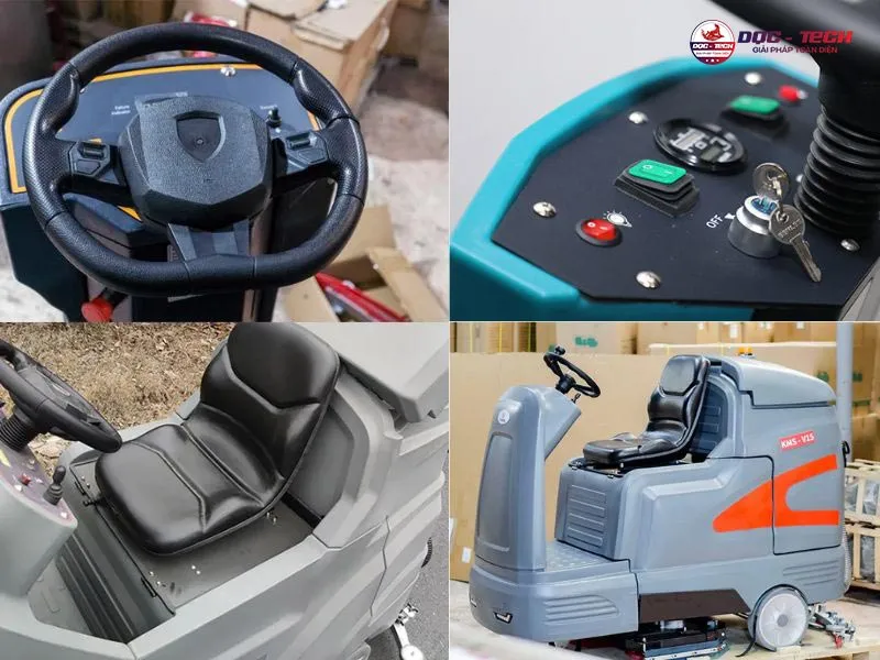 Khoang lái của máy chà sàn ngồi lái