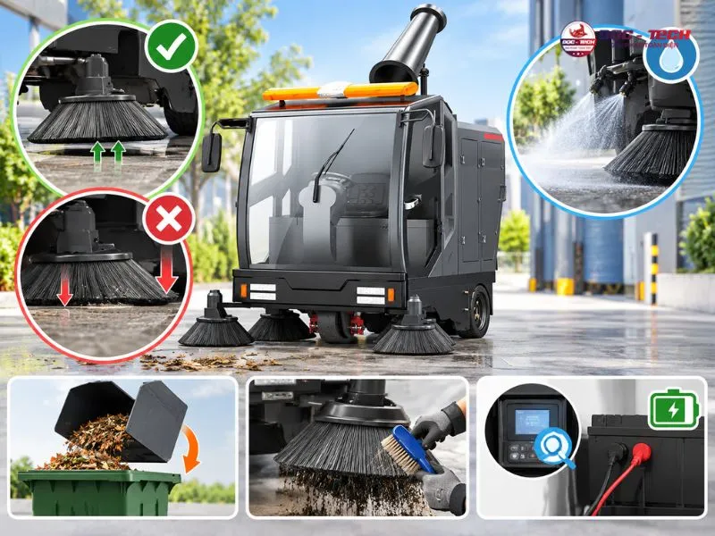 không ép chổi quá sâu xuống bề mặt