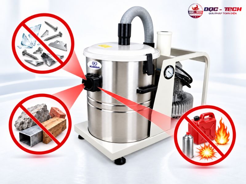 Không dùng máy hút bụi công suất lớn Kumisai hút vật sắc nhọn