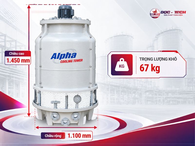 Kích thước thực tế của tháp hạ nhiệt Alpha 15RT