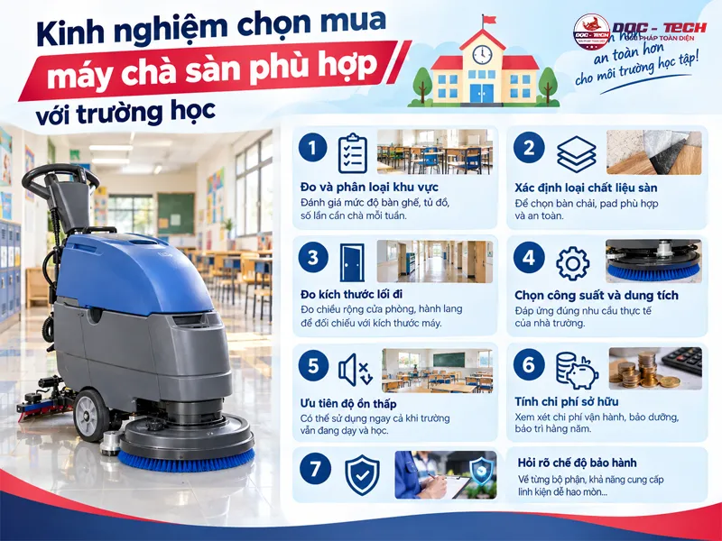 Kinh nghiệm chọn mua máy chà sàn phù hợp với trường học