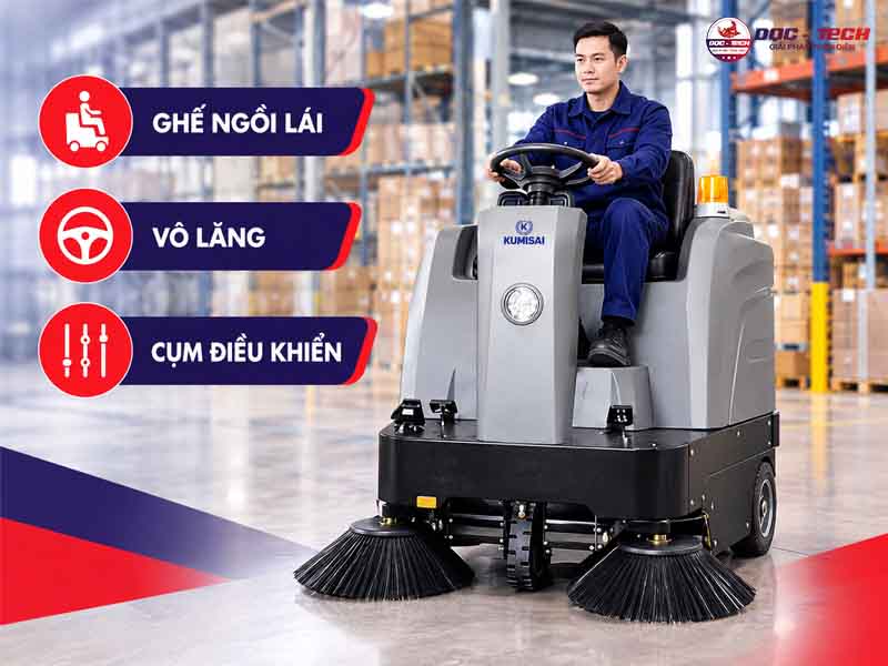 Kumisai KMS S4 thuộc dòng xe quét rác ngồi lái