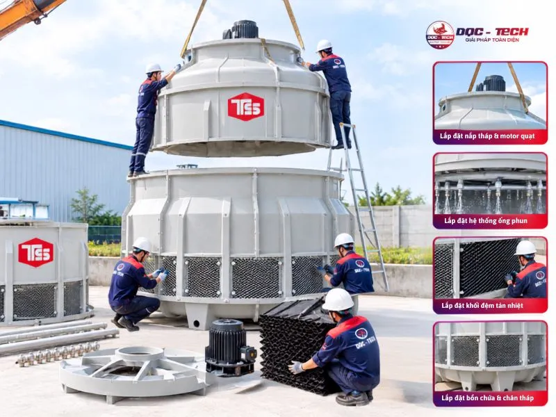 Chi tiết cách lắp đặt tháp tản nhiệt Tashin TSC 80RT