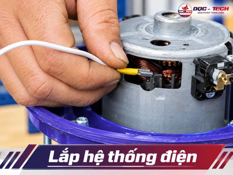 Bước 6 lắp hệ thông điện cho máy hút bụi
