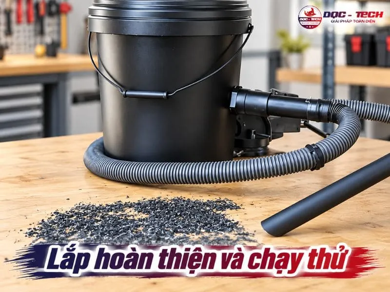 Lắp máy hút bụi công nghiệp và chạy thử