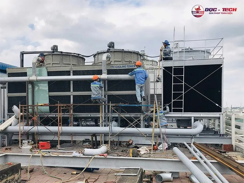 Lắp đặt tháp giải nhiệt khô