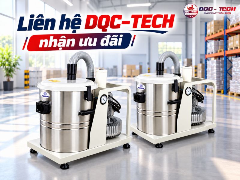 Liên hệ DQC-TECH mua máy hút bụi 3 pha Kumisai KMS 220 chính hãng