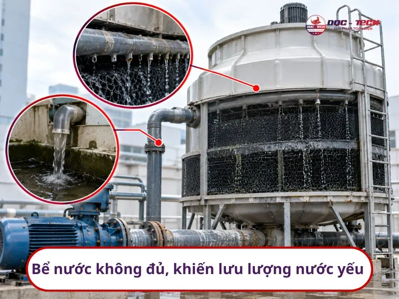 Lưu lượng nước tuần hoàn không đủ