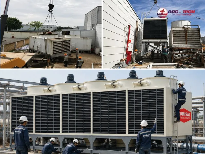 Hướng dẫn lắp đặt tháp giải nhiệt Kumisai KMS 200RT 4Cell